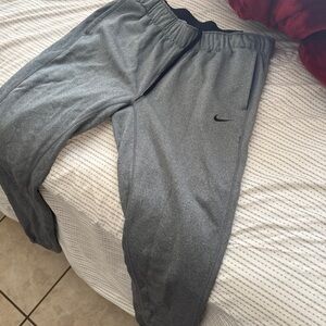 Nike Gray Athletic Jogger Pants with Black Swoosh